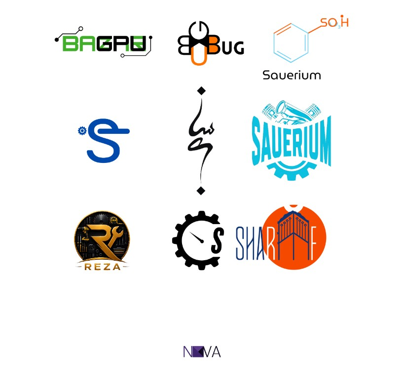 لوگوهای تحویلی به مشتری — BAGPU، BUG، Sauerium، رضا، شریف و بقیه
